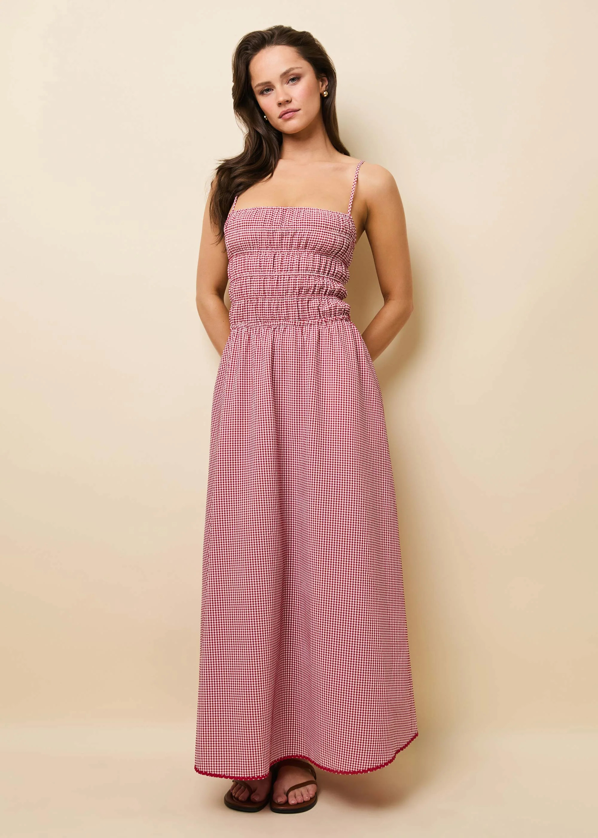 Delta Midi Dress Apple Red Gingham | Solid & Striped