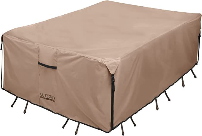 ULTCOVER Rectangular Patio Heavy Duty Table Cover - 600D Tough Canvas Waterproof Outdoor Dining T... | Amazon (US)