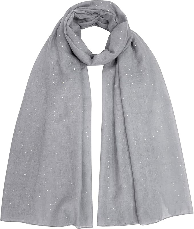 Lina & Lily Solid Shimmer Sparkle Glitters Sheer Maxi Shawl Scarf Hijab | Amazon (US)