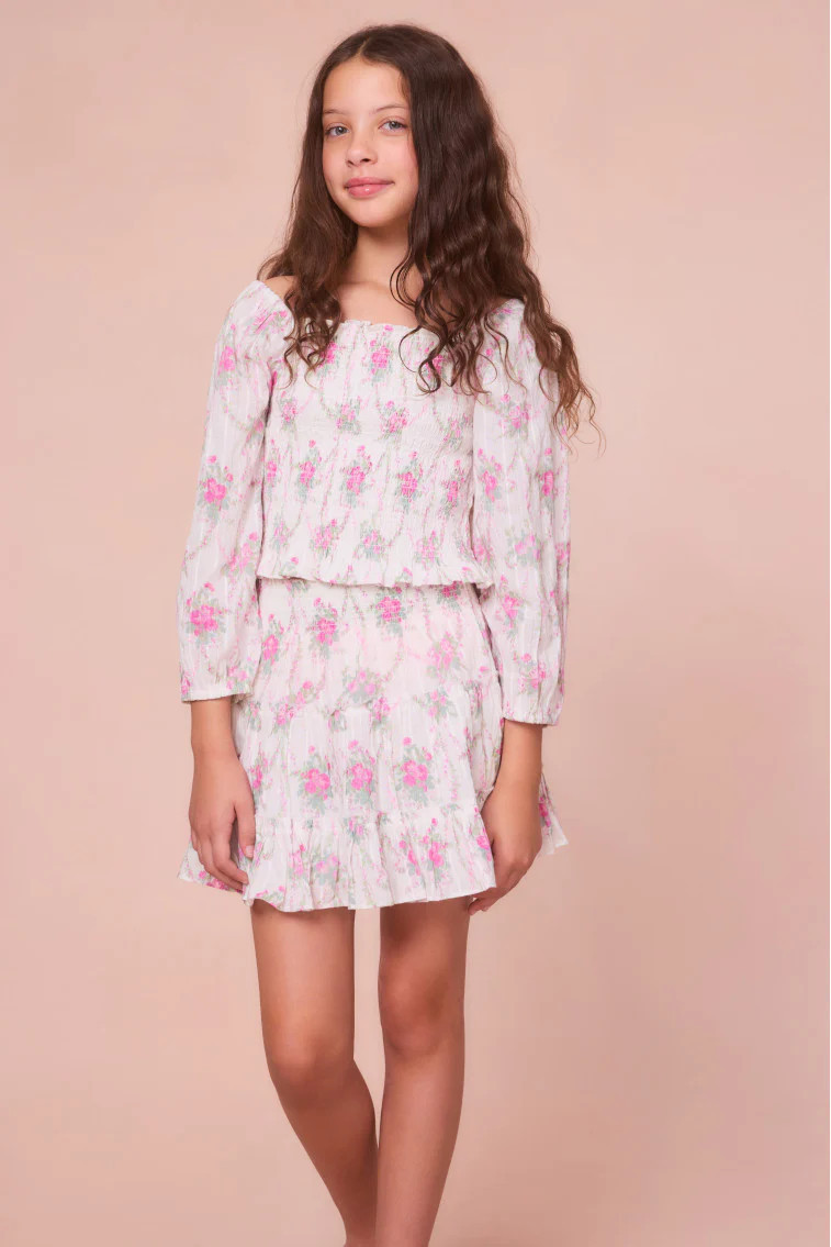 Girls Malva Cotton Floral Top - ROSE PICNIC / 3/4 | LoveShackFancy