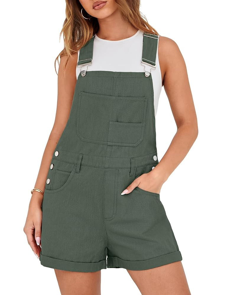 Lepunuo Rompers for Women Denim Overalls Summer Adjustable Casual Loose Fit Bib Jeans Short Jumps... | Amazon (US)
