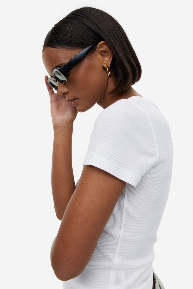 Ribbed Modal-blend T-shirt | H&M (US)