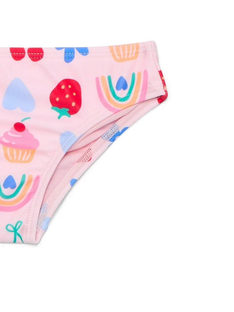 Wonder Nation Baby and Toddler Girl Ruffle Rash Guard Swim Set, 2-Piece, Size 12M-5T | Walmart (US)