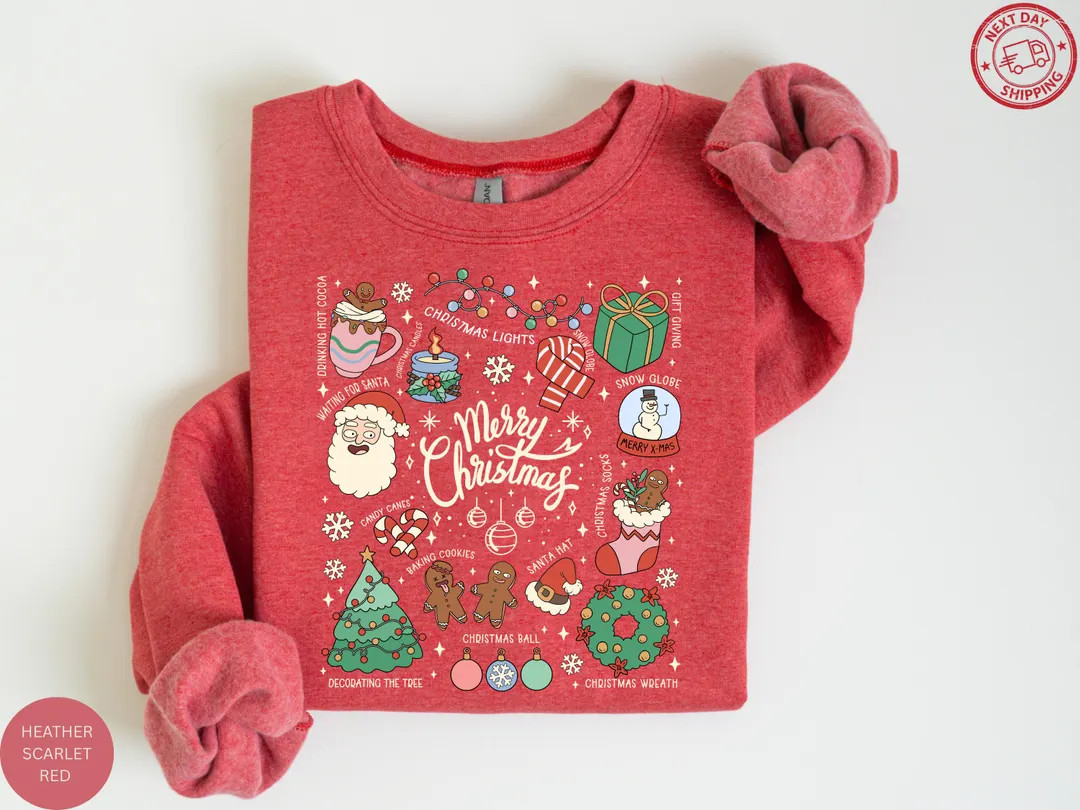 Christmas Sweatshirt,christmas Doodle Shirt, Ornament Xmas Sweater, Christmas Mom Gift, Christmas... | Etsy (US)