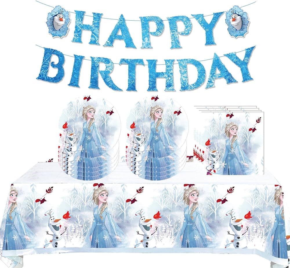 Frozen Ice Princess Birthday Party Supplies, Ice Princess Party Supplies Includes Plates Banner N... | Amazon (US)