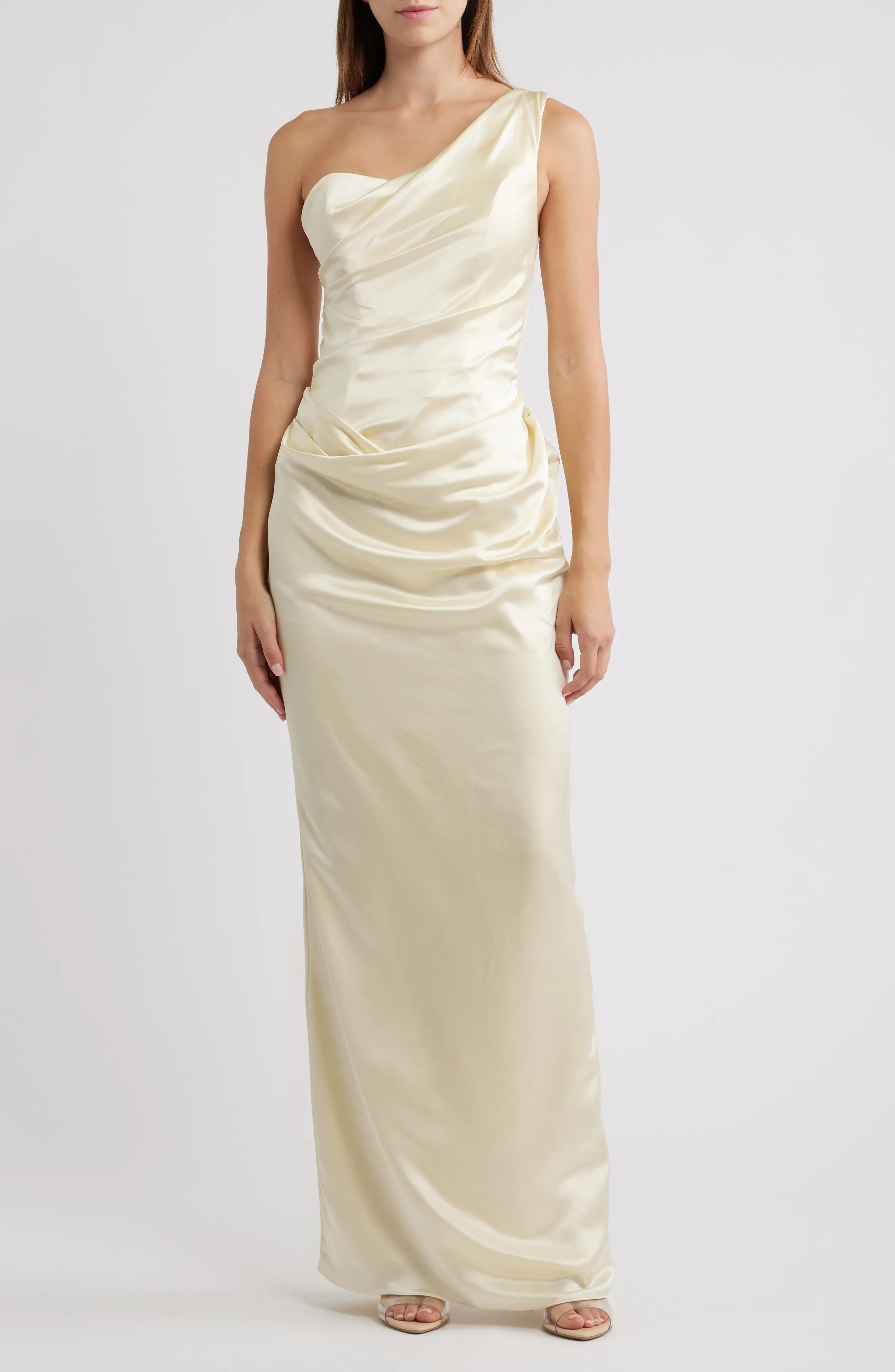 HOUSE OF CB Caprice One-Shoulder Satin Gown (Women) | Nordstrom | Nordstrom