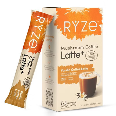 RYZE Vanilla Mushroom Coffee Latte sticks - 2.3oz/5ct | Target