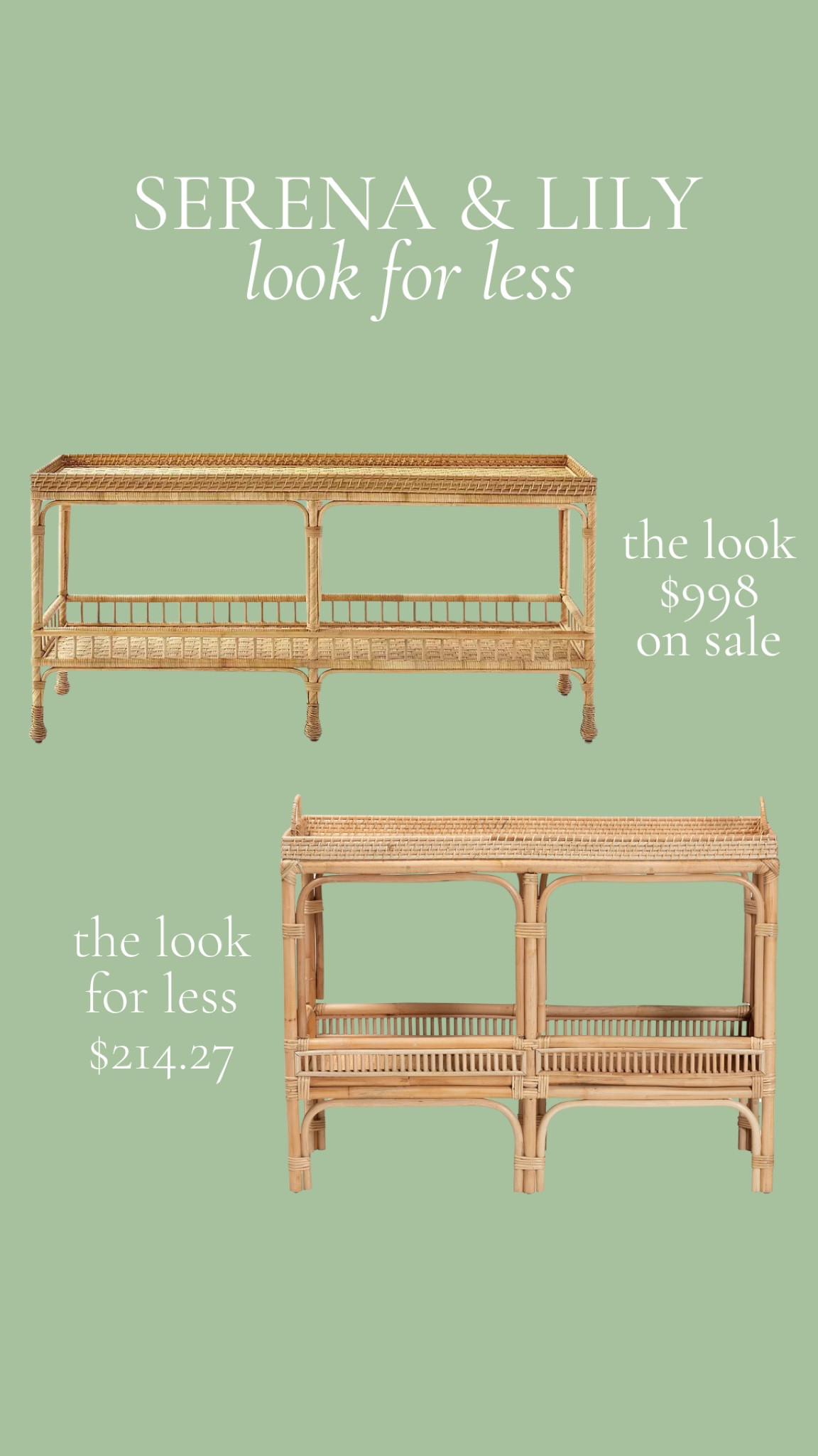 #serenaandlily #lookforless #saveorsplurge #rattan #cart #barcart #coastal #lakehouse 

#LTKSaleAlert #LTKHome #LTKStyleTip