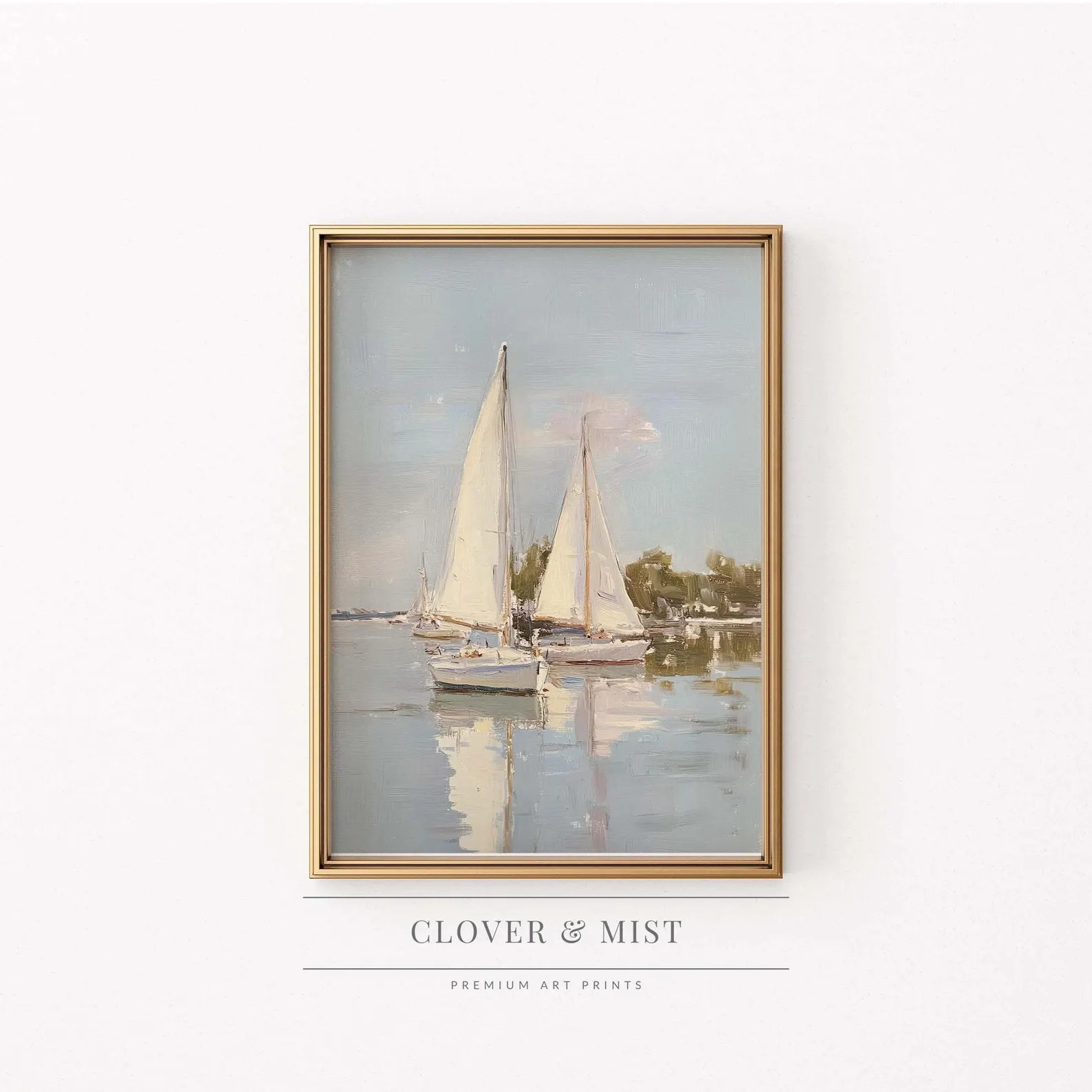 Light Blue Sailboat Painting, Vintage Boat Print, Nautical Wall Art, Summer Apartment Decor, Anti... | Etsy (US)