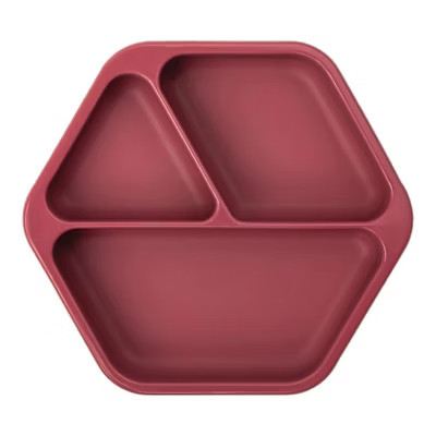 Tiny Twinkle Silicone Suction Divided Plate Baby/Toddler Dish for Independent Eating (Burgundy) | Target