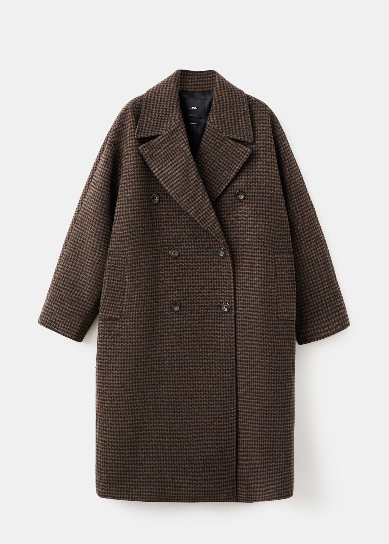 Wool-blend micro-houndstooth coat | MANGO (UK)