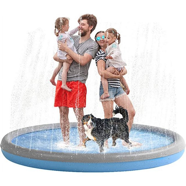 Dogs Splash Pad 67" Non-Slip Thicken Sprinkler Pool for Kids and Dogs, Summer Outdoor Water Toys ... | Walmart (US)