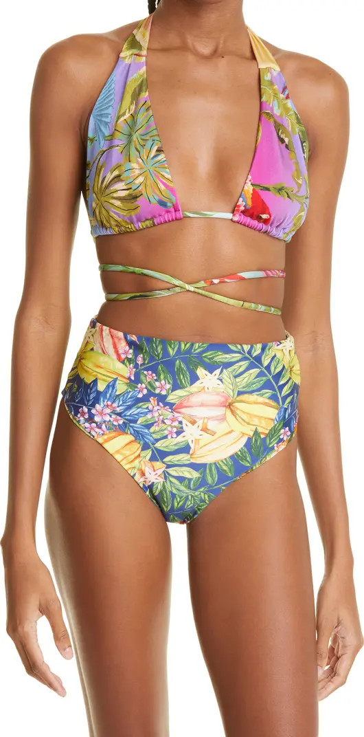 Ombré Forest Triangle Strappy Bikini Top | Nordstrom