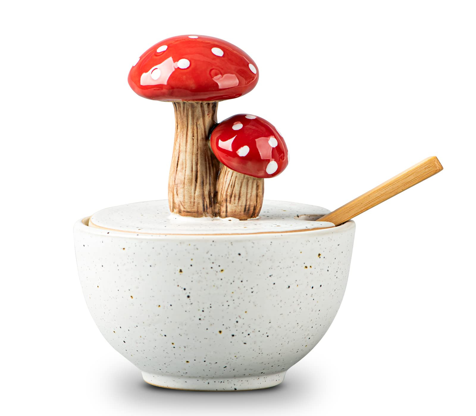 Mushroom Salt Cellar With Lid Ceramic Salt Box White Salt Bowl Salt Container With Lid Salt Pig With Bamboo Spoon Salt Holder Salt Well Salt Keeper | Amazon (US)