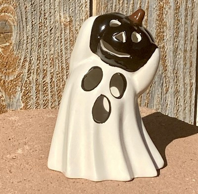 Ceramic Vintage Style Ghost holding Jack-O-Lantern Flashing Light Up LED Hallowe | eBay US