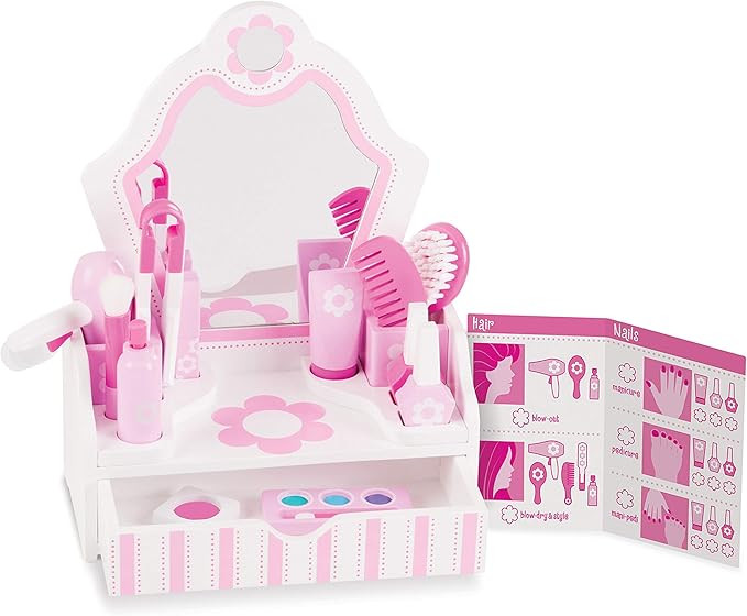 Melissa & Doug Wooden Beauty Salon Play Set With Accessories (18 pcs) - Pretend Hair Salon, Toddl... | Amazon (US)