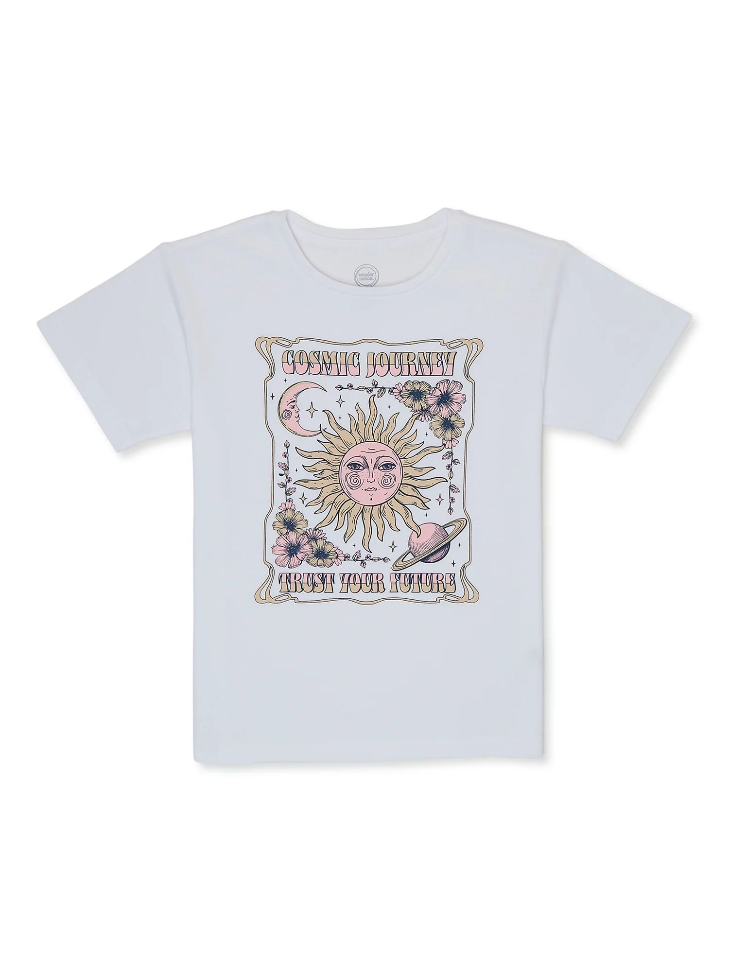 Wonder Nation Girls Boyfriend, Short Sleeve, Graphic T-Shirt, Sizes 4-18 | Walmart (US)