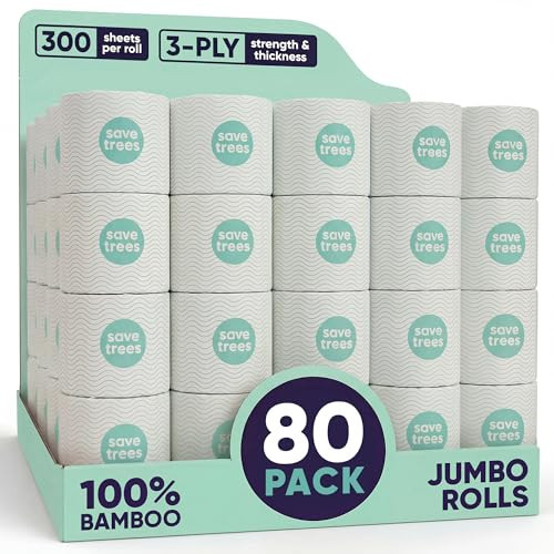 Save Trees Bamboo Toilet Paper -80 Rolls Of Septic Safe Organic Toilet Paper - 3-ply, 300 Sheets Per Roll - PFAs Free, FSC Certified, Plastic & Chemical Free -For Home, Boat& RV Use | Amazon (US)