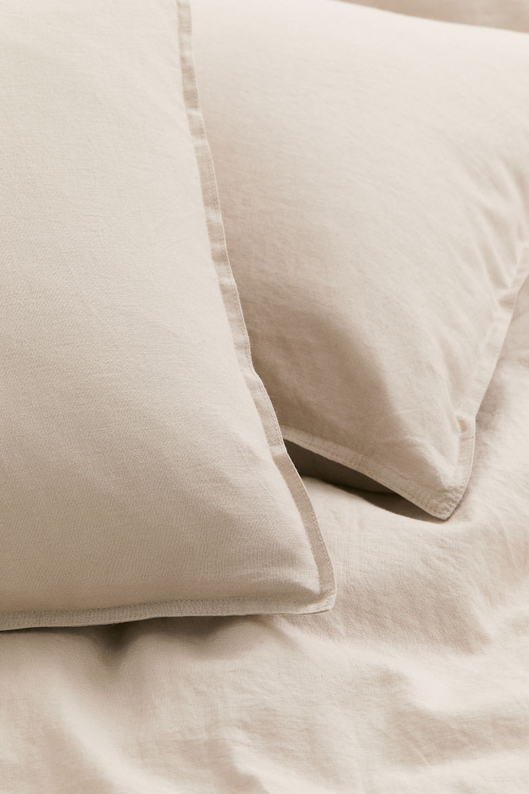 H & M - Linen-blend King/Queen Duvet Cover Set - Beige | H&M (US + CA)