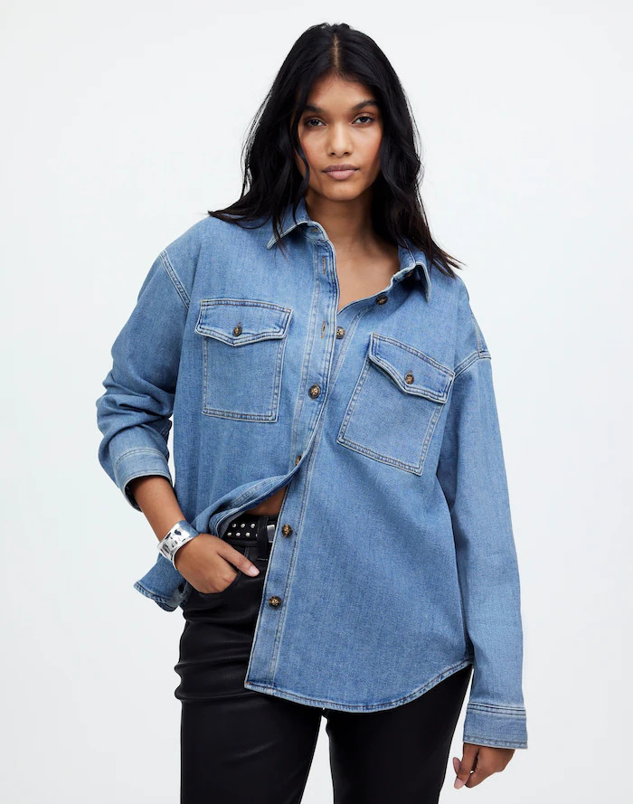 Plus Denim Long-Sleeve Button-Up Shirt in Blissfield Wash | Madewell