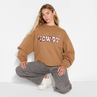 Women's Howdy Cow Graphic Sweatshirt - Brown S | Target