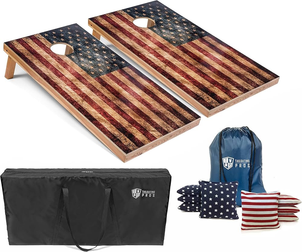 Tailgating Pros Rustic American Flag Cornhole Boards w/Bean Bags - 4'x2' Distressed Flag Cornhole... | Amazon (US)