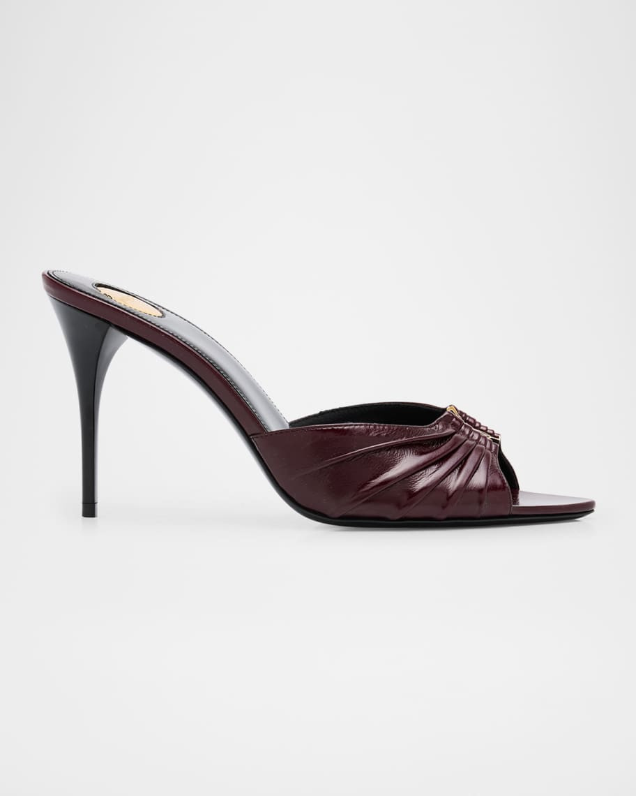 Babylone YSL Ruched Leather Mule Sandals | Neiman Marcus