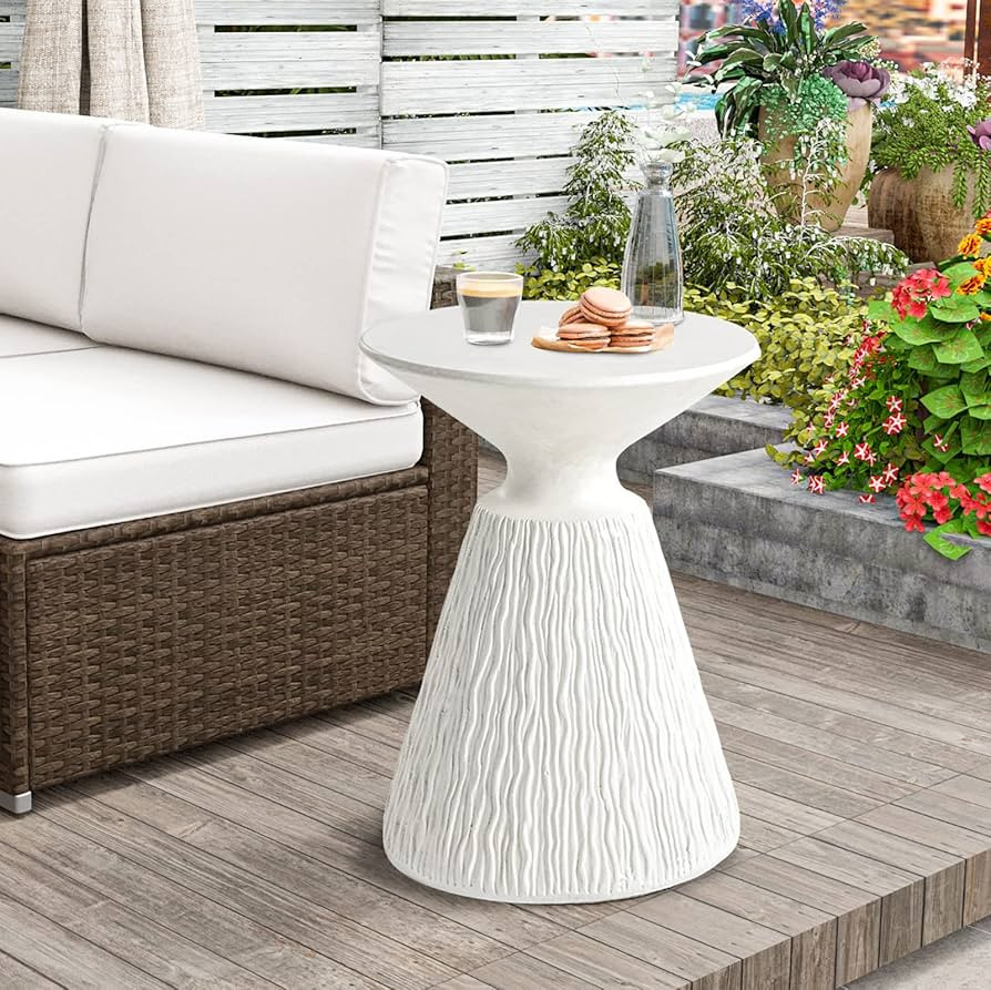 HOMPUS Outdoor Concrete Side Table Mushroom Shaped Cute Morden End Table Patio Decor Round Coffee... | Amazon (US)