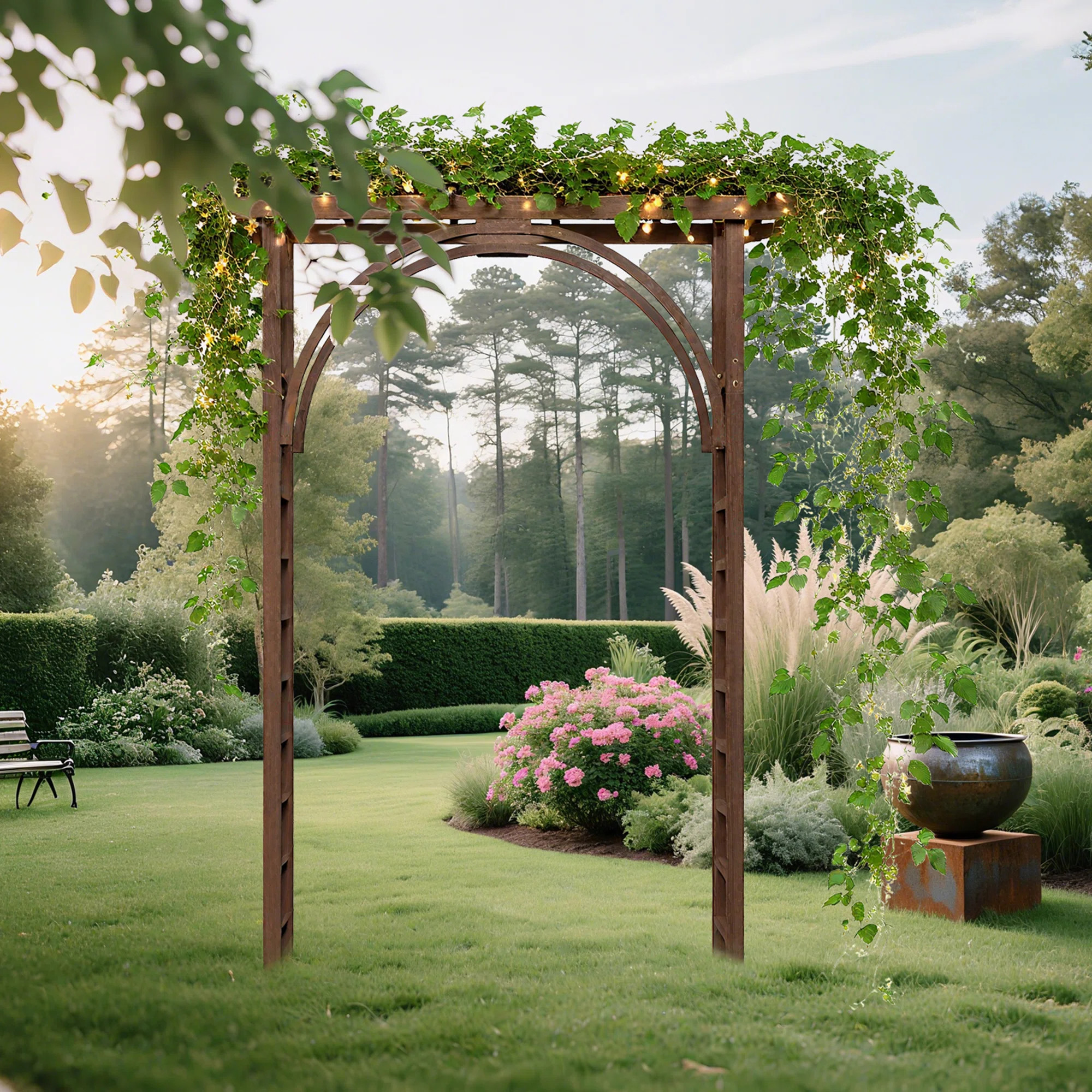 Wood Garden Arbor Trellis, Outdoor Archway Pergola for Climbing Plants, Wooden Wedding Arch for G... | Wayfair North America