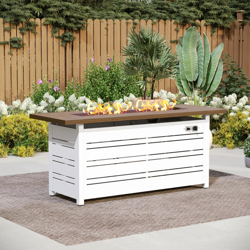 Niven 24.8'' H x 56.7'' W Propane Outdoor Fire Pit Table with Lid | Wayfair North America