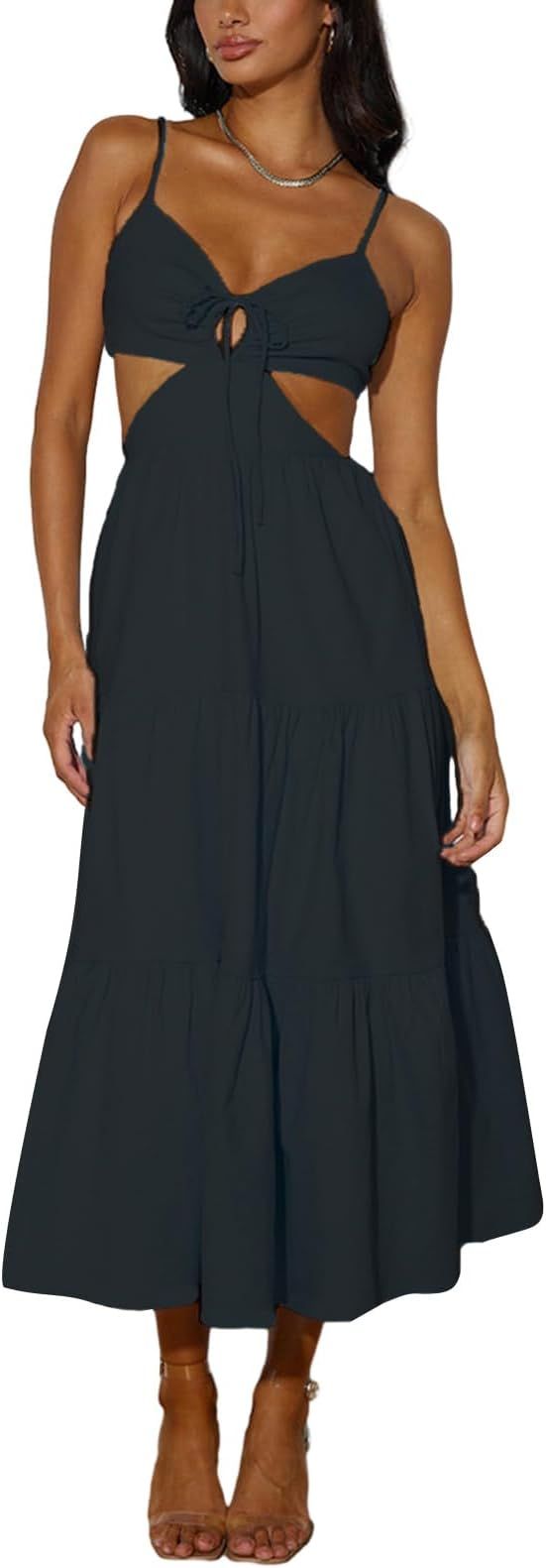 Zempertoopa Backless Dress for Women Sexy Sleeveless Bodycon Maxi Dress Open Back Elegant Party C... | Amazon (US)