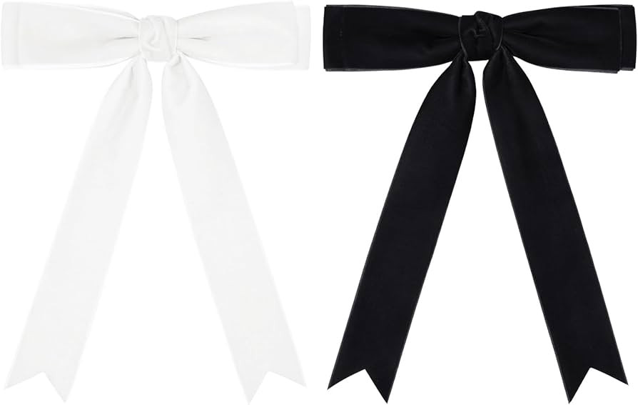 2PCS Velvet Hair Bows Hair Ribbon Clips Black White Big Fall Alligator Clips Hair Accessories for... | Amazon (US)