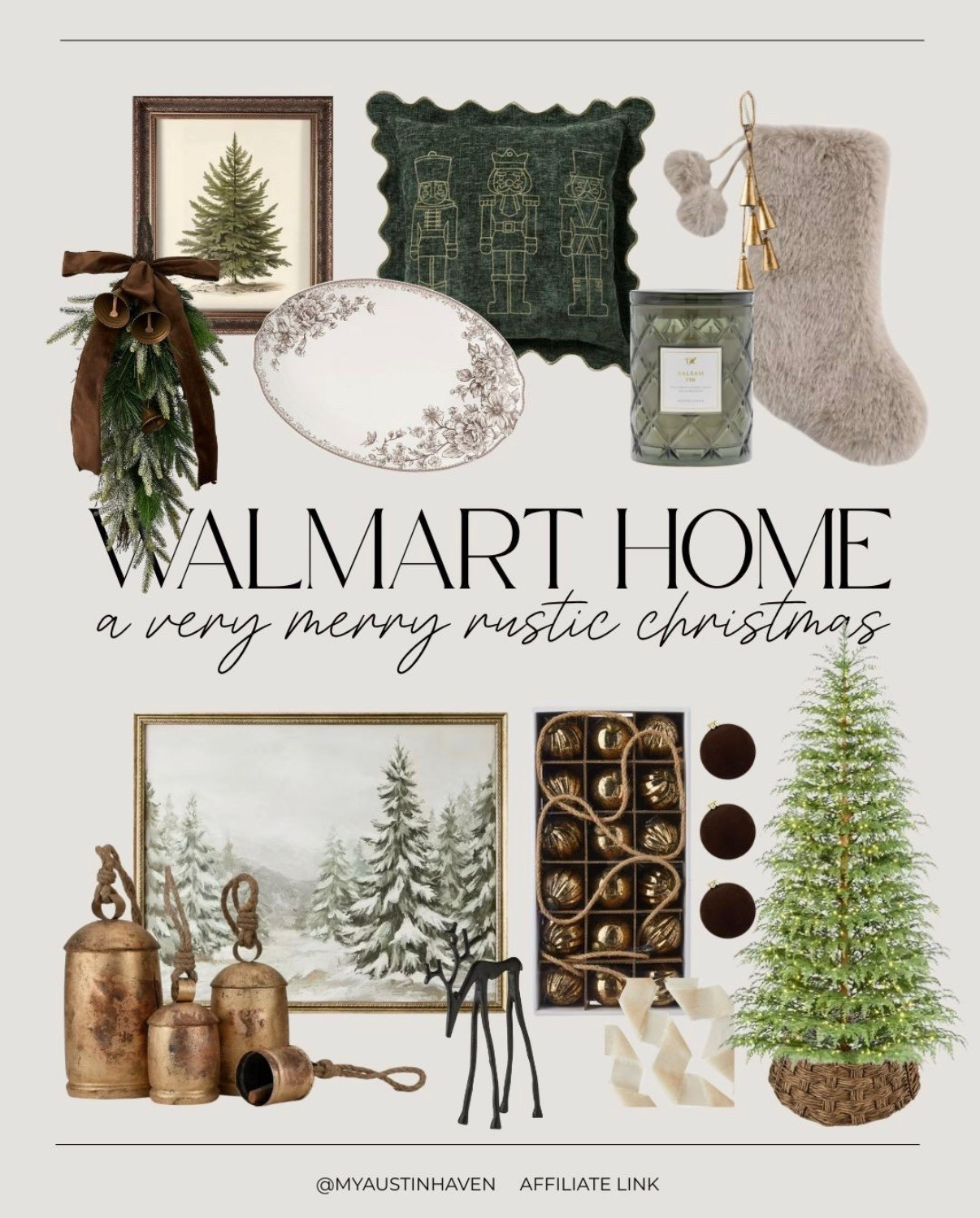 Rustic Christmas decor finds all from Walmart 🎄🪵 Neutral holiday decor, holiday decorating, warm, cozy, My Texas House, plate, wall art, stocking, pillow, ornaments, tabletop decor, affordable Walmart home finds. 

 

#LTKHome #LTKHoliday #LTKGiftGuide