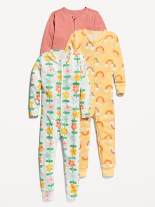 Unisex 2-Way-Zip Printed Pajama One-Piece 3-Pack for Toddler & Baby | Old Navy (US)