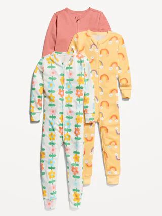 Unisex 2-Way-Zip Printed Pajama One-Piece 3-Pack for Toddler &#x26; Baby | Old Navy (US)