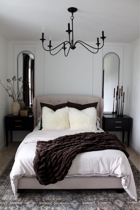 Bedroom furniture, bed, nightstand, mirror, lamp, chandelier, blanket, pillow 

#LTKFindsUnder50 #LTKStyleTip #LTKHome