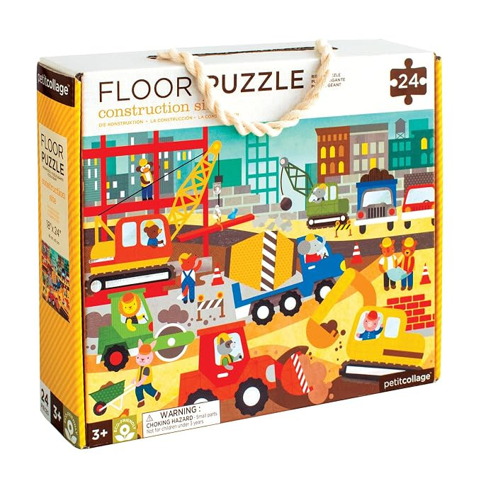 Petit Collage Floor Puzzle, Construction Site, 24-Pieces – Large Puzzle for Kids, Completed Con... | Amazon (US)