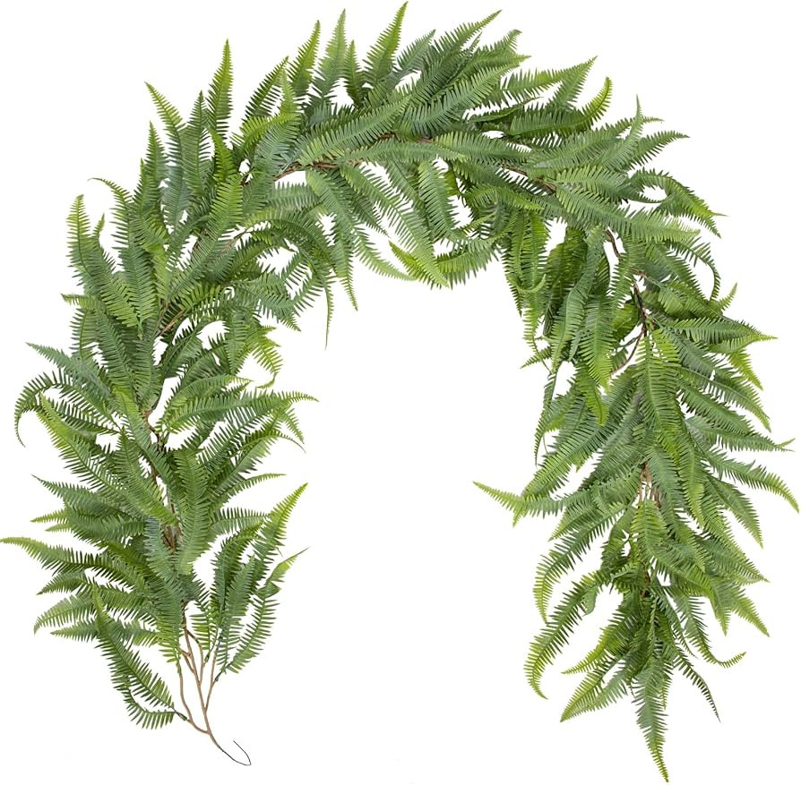 Briful 5ft Long Greenery Garland Boston Fern Floral Garland for Door Mantle Decorations, Lush Rea... | Amazon (US)