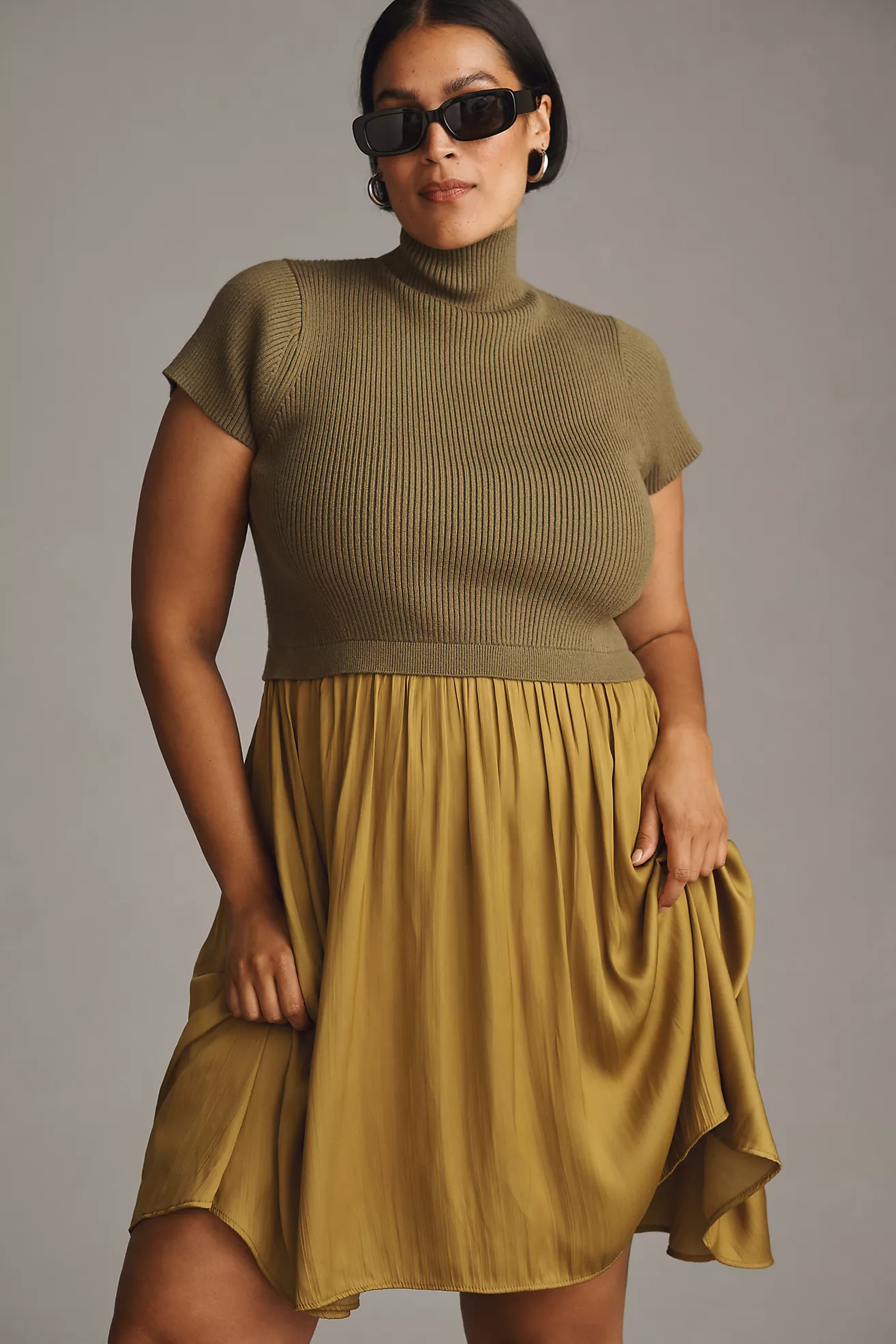 The Thea Short-Sleeve Twofer Sweater Mini Dress | Anthropologie (US)