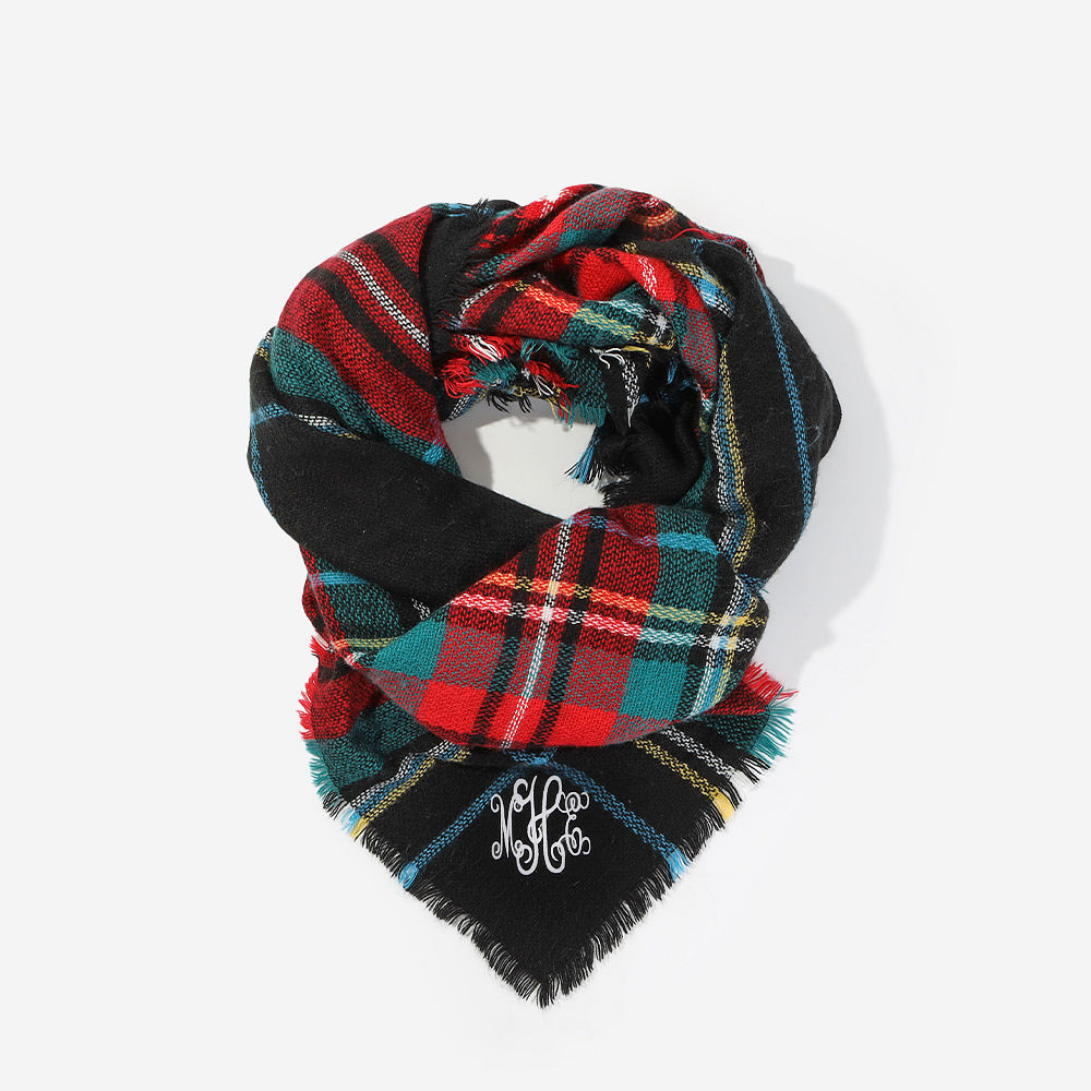 Monogrammed Plaid Scarf | Marleylilly