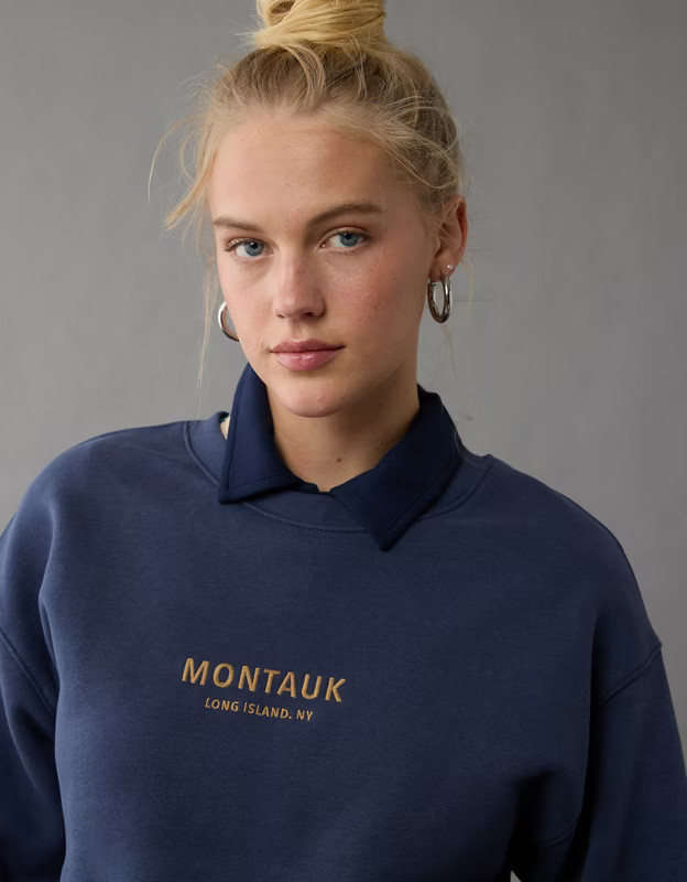 AE Everyday Luxe Graphic Crew Neck Sweatshirt | American Eagle Outfitters (US & CA)