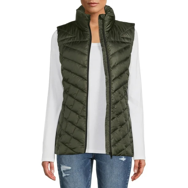 Big Chill Women's Down Blend Chevron Quilted Puffer Vest - Walmart.com | Walmart (US)