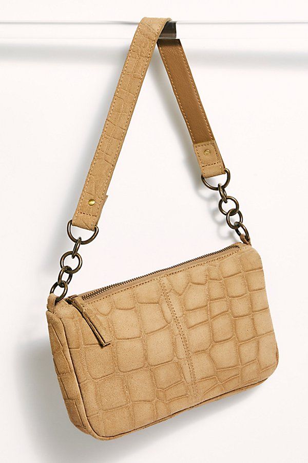 Alanna Suede Croc Baguette Bag by FP Collection at Free People, Latte, One Size | Free People (Global - UK&FR Excluded)