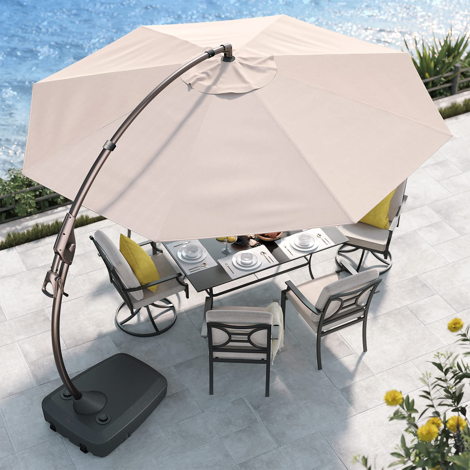 Grand patio 11FT Cantilever Umbrella with Base Outdoor Large Round Aluminum Offset Umbrella for P... | Amazon (US)