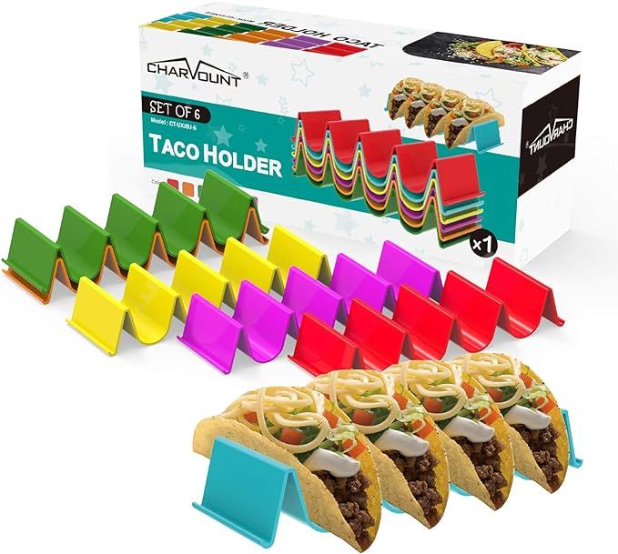 CHARMOUNT Taco Holder Stand, Set of 6 New Upgrade Colorful Taco Rack Holders - Premium Taco Shell... | Amazon (US)