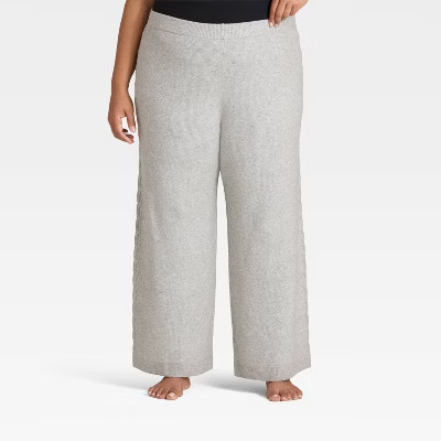 Women's Cable Sweater Wide Leg Pants - Auden™ Heather Gray XXL | Target