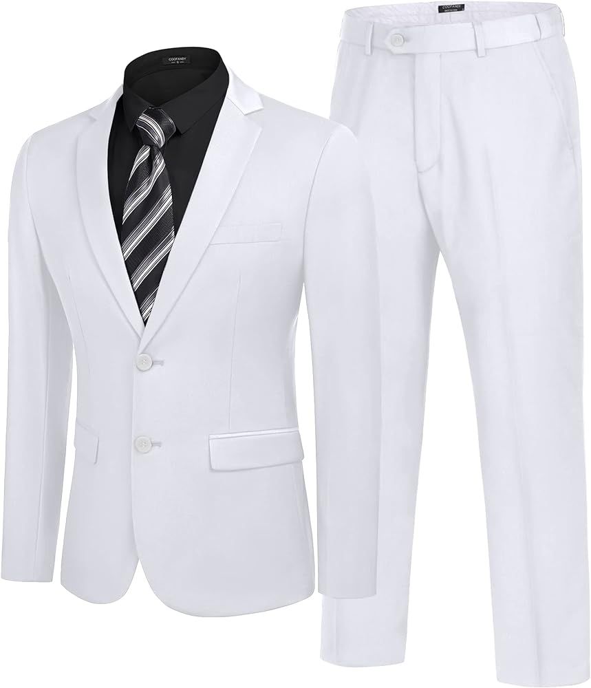 COOFANDY Men's 2 Piece Suits Classic Fit 2 Button Dress Suits Tuxedo Jacket Blazer for Wedding Bu... | Amazon (US)