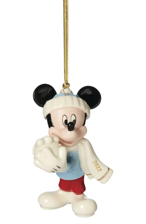LENOX 2022 Mickey Snow Games Christmas Ornament in Ivory at Nordstrom | Nordstrom