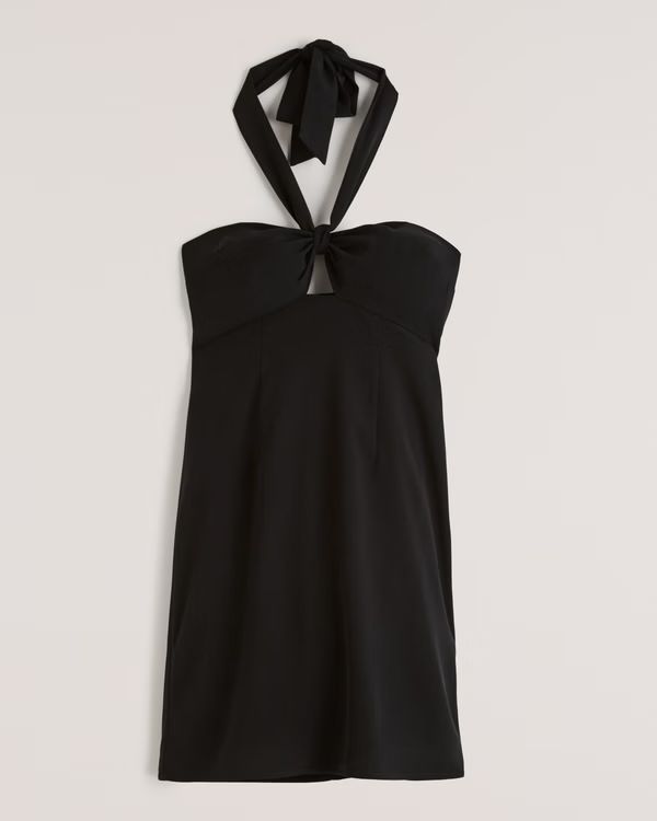 Women's Knot-Front Cutout Halter Mini Dress | Women's Dresses & Jumpsuits | Abercrombie.com | Abercrombie & Fitch (US)