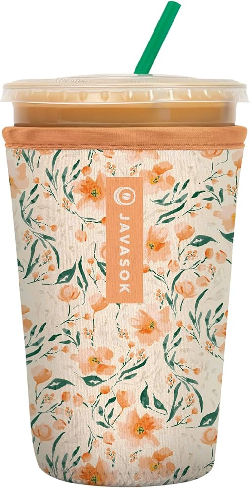Sok It Java Sok Iced Coffee & Cold Soda Insulated Neoprene Cup Sleeve (Blush Blossoms, Medium: 22... | Amazon (US)